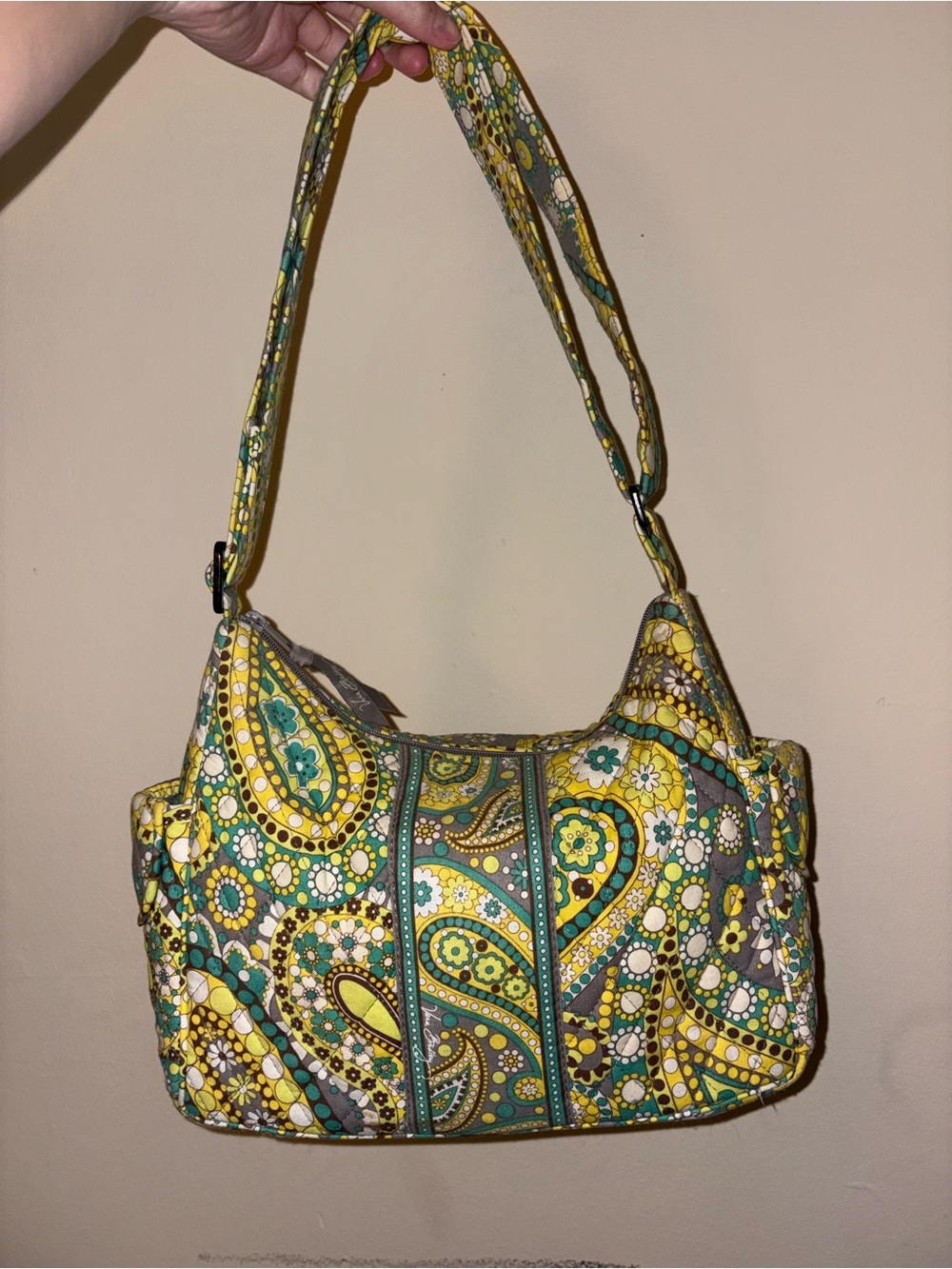 Vera Bradley Yellow & Green Paisley Quilted Shoulder Bag